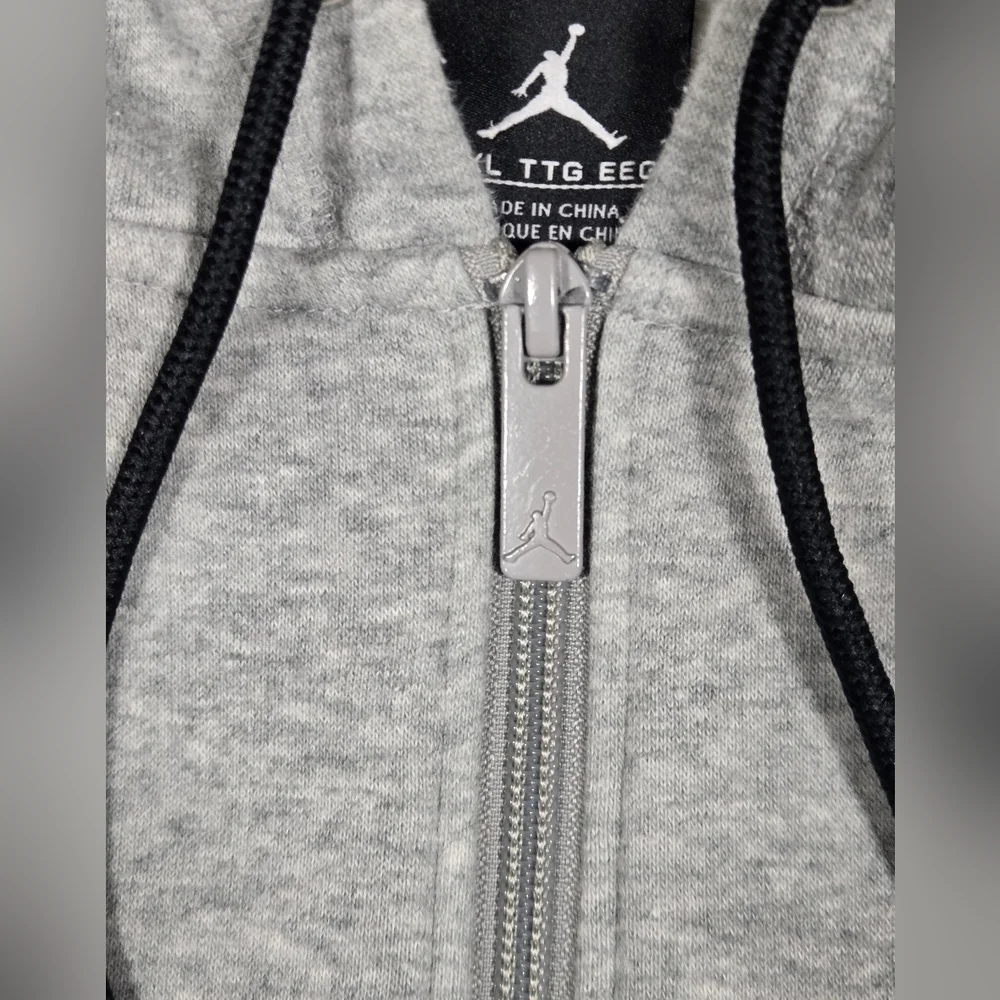 Nike Air Jordan Hoodie Men's Gray Full Zip Fleece Hoodie Embroidered Jumpman XXL